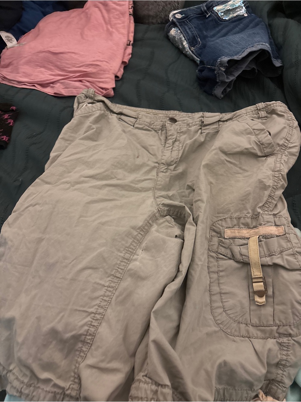 Caribbean Joe Olive Green Cotton Casual Shorts